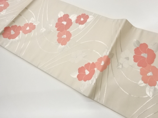 JAPANESE NAGOYA OBI / WOVEN CAMELLIA